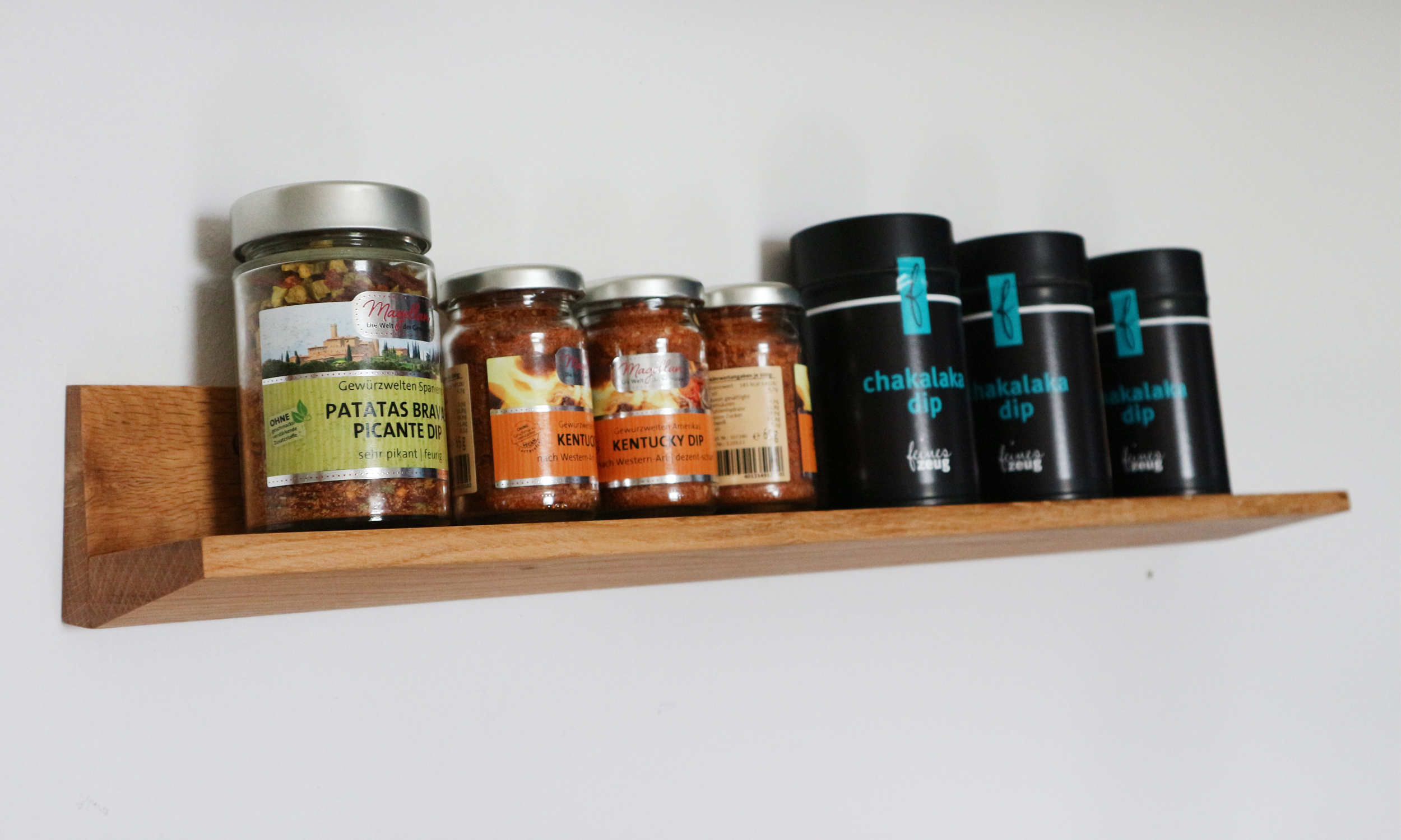 Bilderleiste, 60 cm lang, Eiche geölt, auch für Gewürze geeignet