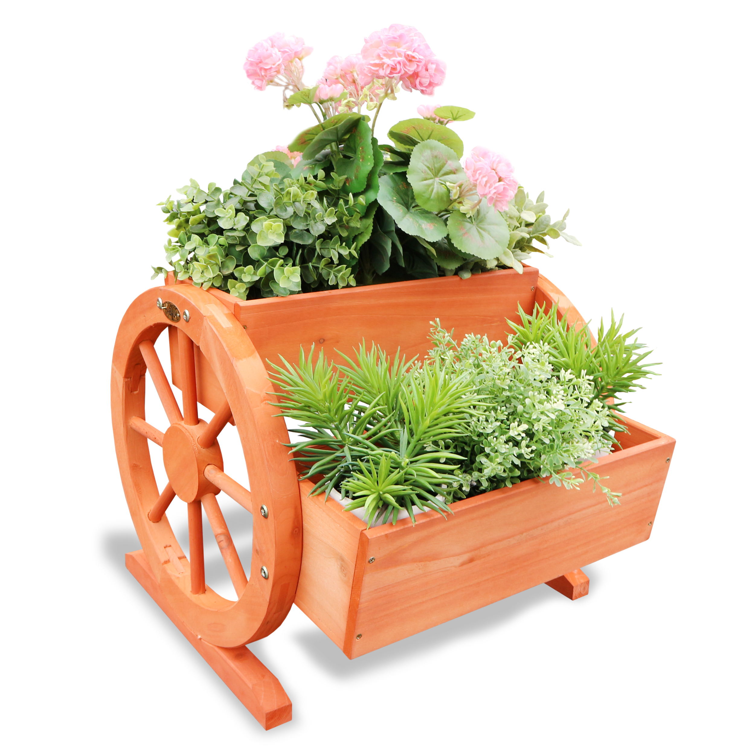 HABAU Blumenkasten mit Wagenrad - Anwendungsbeispiel mit Pflanzen