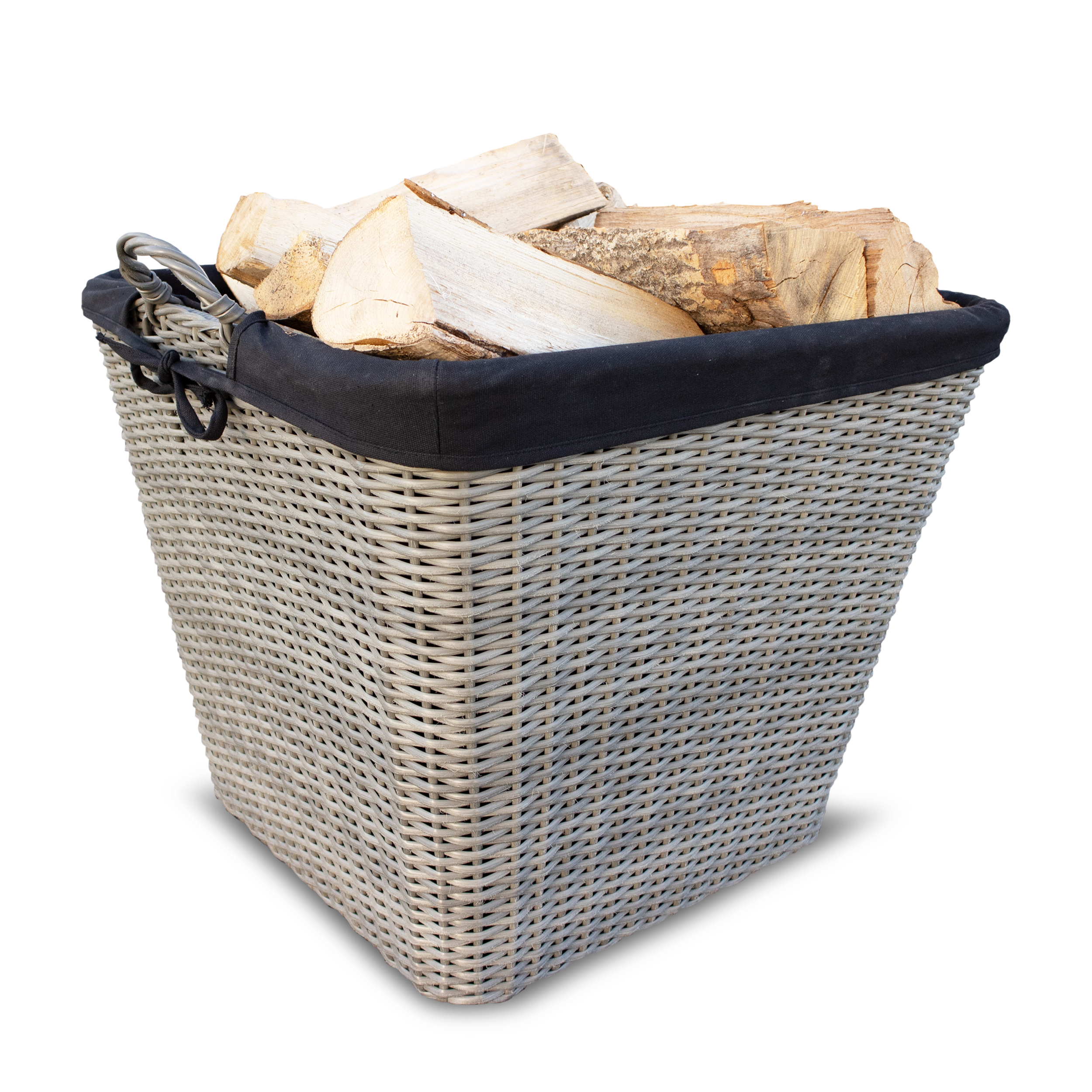 Holzkorb, eckig, aus Polyethylen mit Metallrahmen